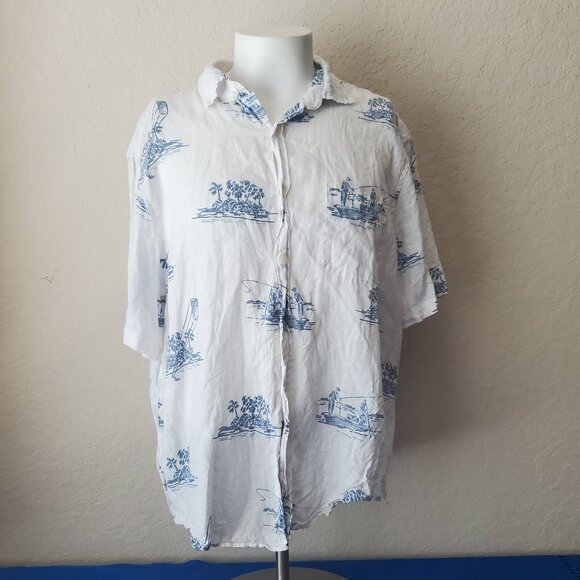 Vineyard Vines XL White 100% Linen Short Sleeve Button Down - Picture 1 of 8